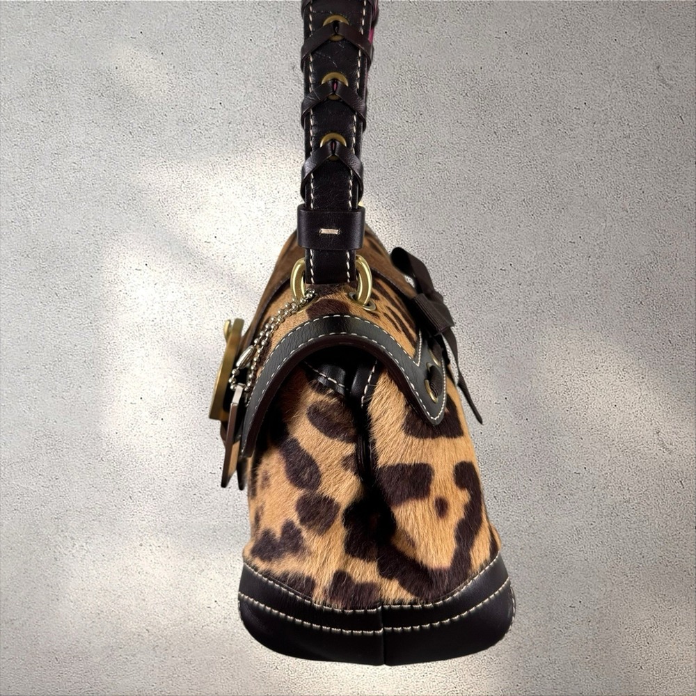 Vtg Y2K Coach Limited Edition Soho Madison Ocelot Calf Hair Top Handle Bag - Picture 4 of 13
